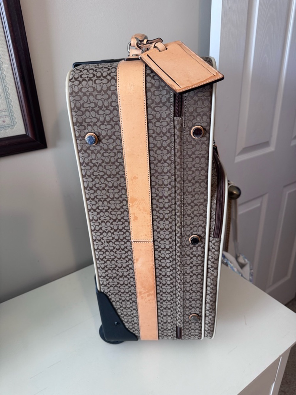 COACH Mini Signature Jaquard Rolling Suitcase - Picture 6 of 14